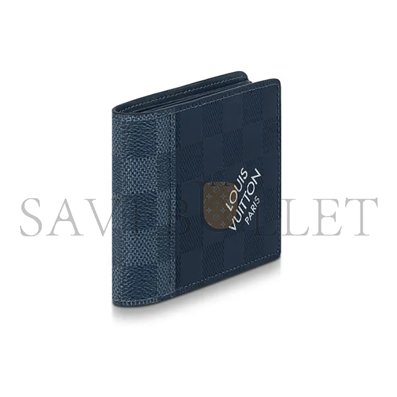 l0*is V*t0n portefeuille slender checkered flap closure cowhide leather and canvas wallet n60544 (11.5*9cm)